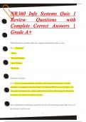 NR360 Info Systems Quiz 1  Review Questions with  Complete Correct Answers |  Grade A+