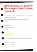 NUR 337 final Exam Questions  with Complete Correct Answers  | Grade A+