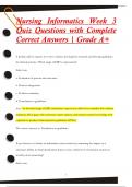 Nursing Informatics Week 3  Quiz Questions with Complete  Correct Answers | Grade A+