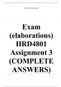 Exam (elaborations) HRD4801 Assignment 3 (COMPLETE ANSWERS) 2024 (519610) - DUE 17 July 2024  •	 •	 •	 •	 •	  •	Course •	Strategic Human Resource Development (HRD4801) •	Institution •	University Of South Africa (Unisa) •	Book •	Strategic Human Resource De