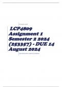 LCP4809 Assignment 1 Semester 2 2024 (253357) - DUE 14 August 2024