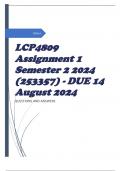 LCP4809 Assignment 1 Semester 2 2024 (253357) - DUE 14 August 2024