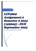 LCP4809 Assignment 2 Semester 2 2024 (159605) - DUE September 2024