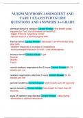 NUR230 NEWBORN ASSESSMENT AND CARE 1 EXAM STUDYGUIDE QUESTIONS AND ANSWERS| A+ GRADE