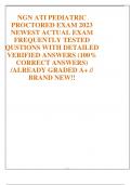 NGN ATI PEDIATRIC  PROCTORED EXAM 2023  NEWEST ACTUAL EXAM  FREQUENTLY TESTED  QUSTIONS WITH DETAILED  VERIFIED ANSWERS (100%  CORRECT ANSWERS)  /ALREADY GRADED A+ //  BRAND NEW!!