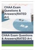 CHAA Exam Questions & Answers(RATED A+)