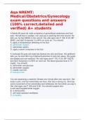 Aqa NREMT: Medical/Obstetrics/Gynecology exam questions and answers (100% correct,detailed and verified) A+ students