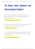 ATI Mental Health Questions with  Correct Answers | Grade A