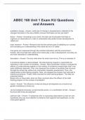 ABSC 160 Unit 1 Exam KU Questions and Answers