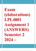 Exam (elaborations)LPL4801 Assignment 1 (ANSWERS) Semester 2 2024 – DISTINCTION 	C GUARANTEED ourse•	Law of Sale and Lease (LPL4801)•	Institution•	University Of South Africa (Unisa)•	Book•	The Law of Sale and Lease