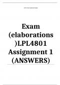 Exam (elaborations)LPL4801 Assignment 1 (ANSWERS) Semester 2 2024 – DISTINCTION 	C GUARANTEED ourse•	Law of Sale and Lease (LPL4801)•	Institution•	University Of South Africa (Unisa)•	Book•	The Law of Sale and Lease