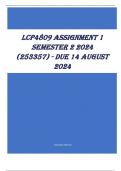 LCP4809 Assignment 1 Semester 2 2024 (253357) - DUE 14 August 2024