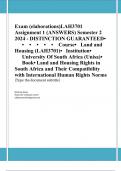 Exam (elaborations)LAH3701 Assignment 1 (ANSWERS) Semester 2 2024 - DISTINCTION GUARANTEED•	•	•	•	•	•	Course•	Land and Housing (LAH3701)•	Institution•	University Of South Africa (Unisa)•	Book•	Land and Housing Rights in South Africa and Their Compatibilit