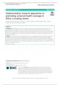 Implementation research approaches to promoting universal health coverage in Africa: a scoping review