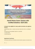 Hawaii Notary Exam/ Quizzes with Certified Solutions/ 2024-2025.