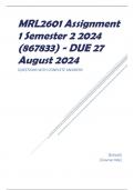 MRL2601 Assignment 1 Semester 2 2024 (867833) - DUE 27 August 2024