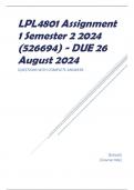 LPL4801 Assignment 1 Semester 2 2024 (526694) - DUE 26 August 2024