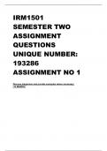 IRM1501 ASSIGNMENT 1 SEMESTER 2  ANSWERS 2024