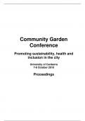 Community Garden  Conference  Promoting sustainability, health and  inclusion in the city  University of Canberra  7-8 October 2010  Proceedings