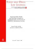 Promoting Public Health and Protecting Consumers in a Global Economy: An Overview of HHS/FDA’s International Activitie