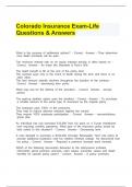 Colorado Insurance Exam-Life Questions & Answers.