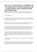 ITE V7.0 - IT ESSENTIALS ( VERSION 7.0) - IT ESSENTIALS 7.0 FINAL EXAM CH 10 – 14 QUESTIONS AND ANSWERS WITH SOLUTIONS 2024