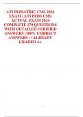 ATI PEDIATRIC CMS 2024  EXAM / ATI PEDS CMS  ACTUAL EXAM 2024  COMPLETE 170 QUESTIONS  WITH DETAILED VERIFIED  ANSWERS (100% CORRECT  ANSWERS ) / ALREADY  GRADED A+