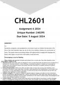 CHL2601 Assignment 6 (ANSWERS) 2024 - DISTINCTION GUARANTEED