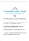 EPA LEAD INSPECTOR EXAM QUIZZES WITH ACCURATE ANSWERS