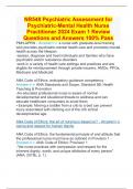 NR548 Psychiatric Assessment for Psychiatric-Mental Health Nurse Practitioner 2024 Exam 1 Review Questions and Answers 100% Pass