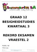 Graad 12 Besigheidstudies (BS) September Vraestel 2 en Memo - 2024