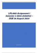 LPL4801 Assignment 1 Semester 2 2024 (526694) - DUE 26 August 2024