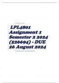 LPL4801 Assignment 1 Semester 2 2024 (526694) - DUE 26 August 2024