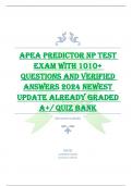 APEA PREDICTOR NP TEST  EXAM WITH 1010+  QUESTIONS AND VERIFIED  ANSWERS 2024 NEWEST  UPDATE ALREADY GRADED  A+/ QUIZ BANK