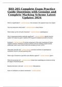 BIO 205 Complete Exam Practice Guide Questions with Genuine and Complete Marking Scheme Latest Updates 2024