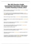 Bio 205 Practice Guide Assessment Questions with Best Graded Marking Scheme 2024