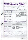 Vertical Projectile Motion notes and terminology