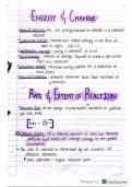 Rate and Extent of Reaction and Energy notes and terminologies 