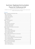 Summary of 'Applying Communication Theory for Professional Life' ch. 1-11