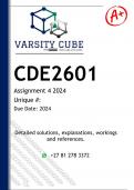 CDE2601 Assignment 4 (DETAILED ANSWERS) 2024 - DISTINCTION GUARANTEED
