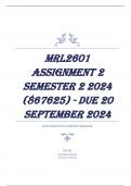 MRL2601 Assignment 2 Semester 2 2024 (867625) - DUE 20 September 2024