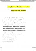 Accuplacer Reading Comprehension Updated Questions and Answers (2024/2025) (Verified Answers)