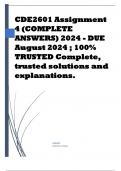 CDE2601 Assignment 4 (COMPLETE ANSWERS) 2024 - DUE August 2024 ; 100% TRUSTED Complete, trusted solutions and explanations.