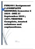 FUR2601 Assignment 2 (COMPLETE ANSWERS) Semester 2 2024 - DUE 27 September 2024 ; 100% TRUSTED Complete, trusted solutions and explanations. 