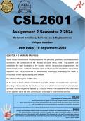 CSL2601 Assignment 2 (COMPLETE ANSWERS) Semester 2 2024  - DUE 10 September 2024