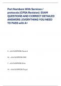 Port Numbers With Services / protocols {CPSA Revision} EXAM QUESTIONS AND CORRECT DETAILED ANSWERS | EVERYTHING YOU NEED TO PASS with A+