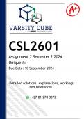 CSL2601 Assignment 2 (DETAILED ANSWERS) Semester 2 2024 - DISTINCTION GUARANTEED