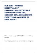 NUR 2063 / NUR2063 ESSENTIALS OF PATHOPHYSIOLOGY EXAM 2 EXAM QUESTIONS AND CORRECT DETAILED ANSWERS | EVERYTHING YOU NEED TO PASS with A+