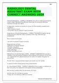 RADIOLOGY DENTAL ASSISTANT EXAM WITH CORRECT ANSWERS 2024