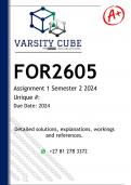 FOR2605 Assignment 1 (DETAILED ANSWERS) Semester 2 2024 - DISTINCTION GUARANTEED 